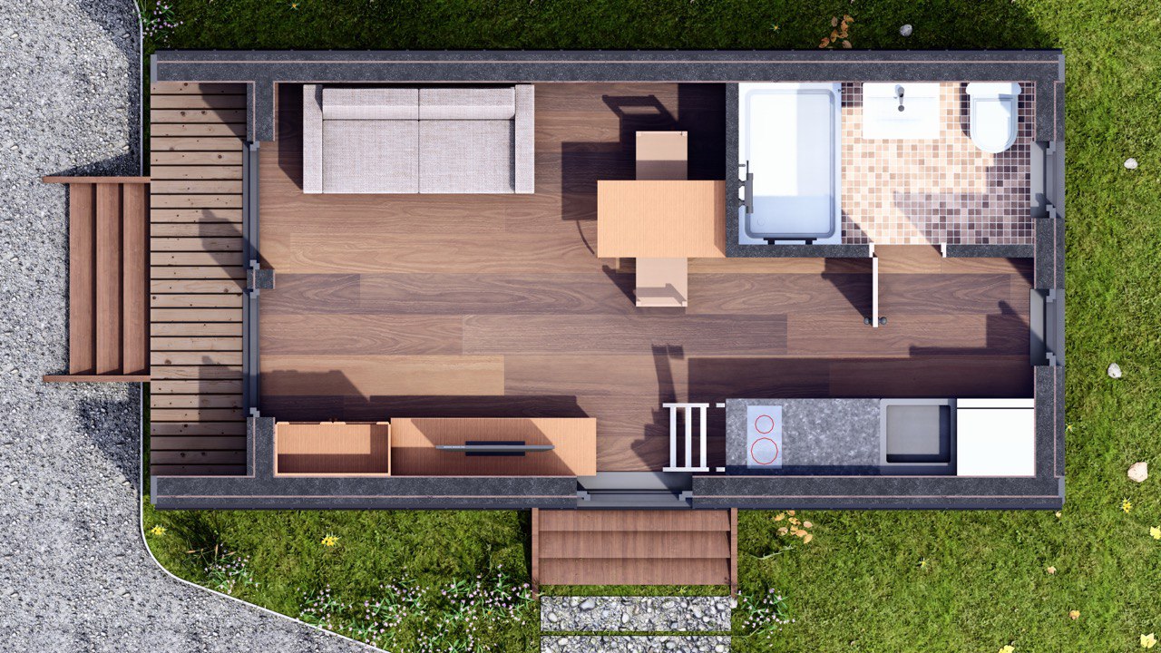 Tiny House - Casa Modulare - Casa Mini, Casa Prefabbricata - 28 m² - Energeticamente Efficiente - Modello SIP