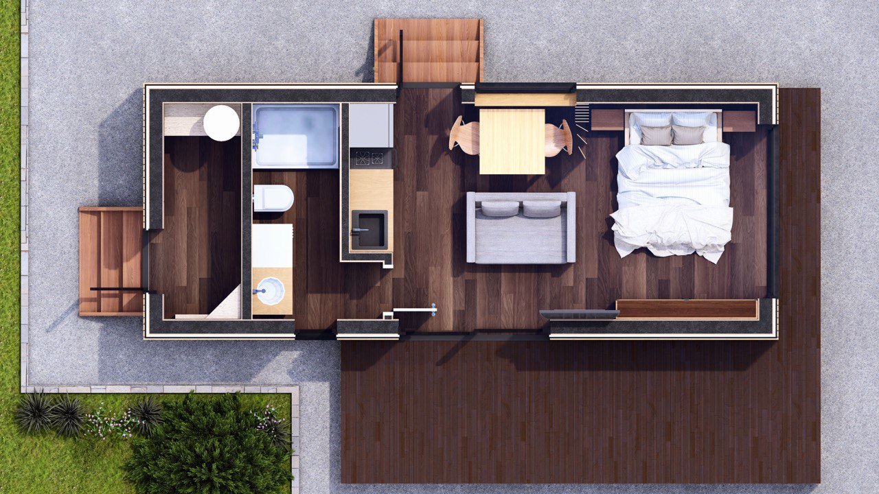 Tiny House - Casa Modulare - Casa Mini, Casa Prefabbricata - 29 m² - Energeticamente Efficiente - Modello SIP