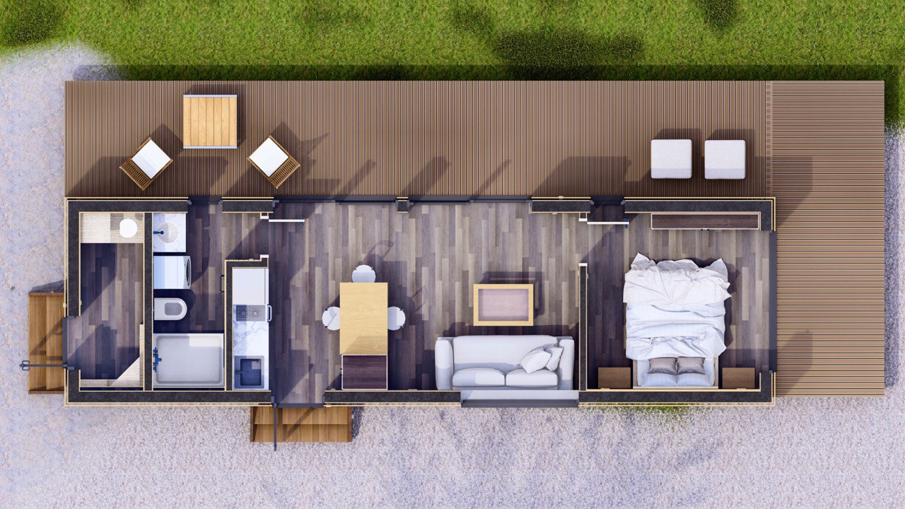 Tiny House - Casa Modulare - Casa Mini, Casa Prefabbricata - 40 m² - Energeticamente Efficiente - Modello SIP